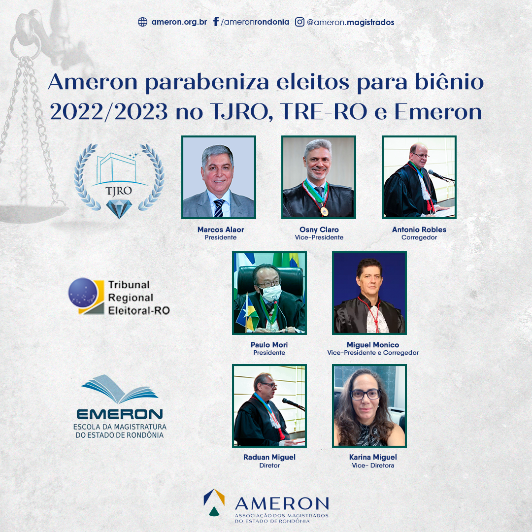 Leia mais sobre o artigo Ameron parabeniza eleitos para biênio 2022/2023 no TJRO, TRE-RO e Emeron